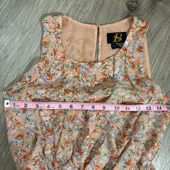 Sachin + Babi Anthropologie Peach Floral Mini Dress Ruffle Sleeveless Sz 0 - Picture 5 of 13